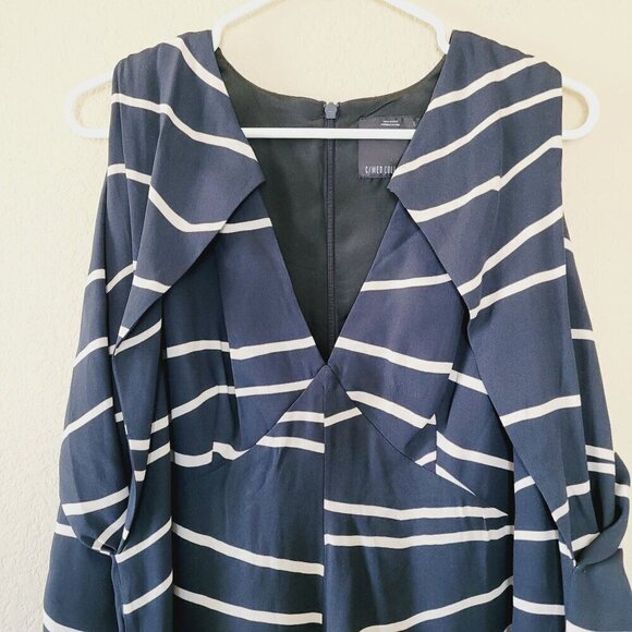 C/MEO Collective Romper Size Large Long Sleeve Stripe Cold Shoulder Cut Out - Picture 5 of 10
